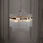 5 light pendant light in polished nickel finish with clear glass