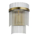 Wall light in antique brass plated finish with clear glass rods