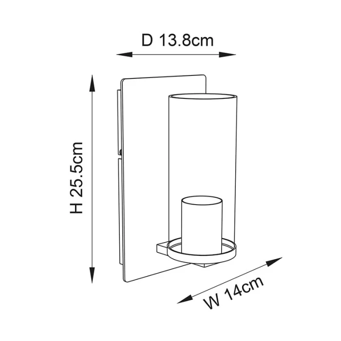 Measurements of brass hammered wall light clear glass shade