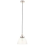 Single pendant light in bright nickel finish with clear glass shade