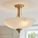 Semi flush design ceiling light in brushed aged brass finish