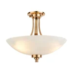 Semi flush design ceiling light in brushed aged brass finish