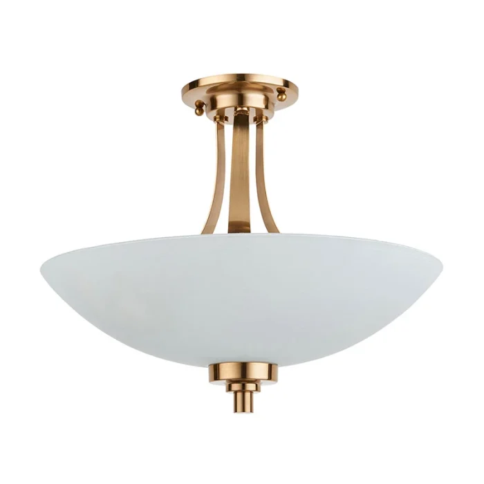 Semi flush design ceiling light in brushed aged brass finish