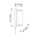 Measurements of bathroom wall light in brushed gold finish with clear glass shade