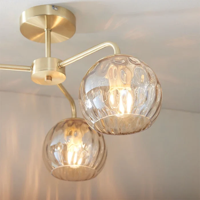 Ceiling Light With Champagne Lustre Dimpled Glass Shades