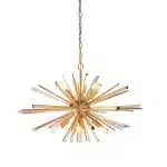 Large antique brass plated pendant light in starburst design for sitting room. living room and hallway