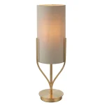 Table lamp in satin brass finish with natural linen fabric shade