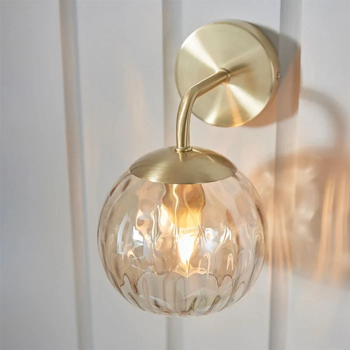 Wall Light With Champagne Lustre Dimpled glass Shade