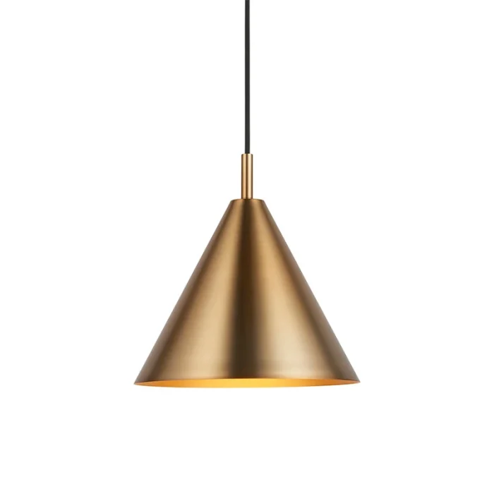 Single pendant light in warm antique brass finish