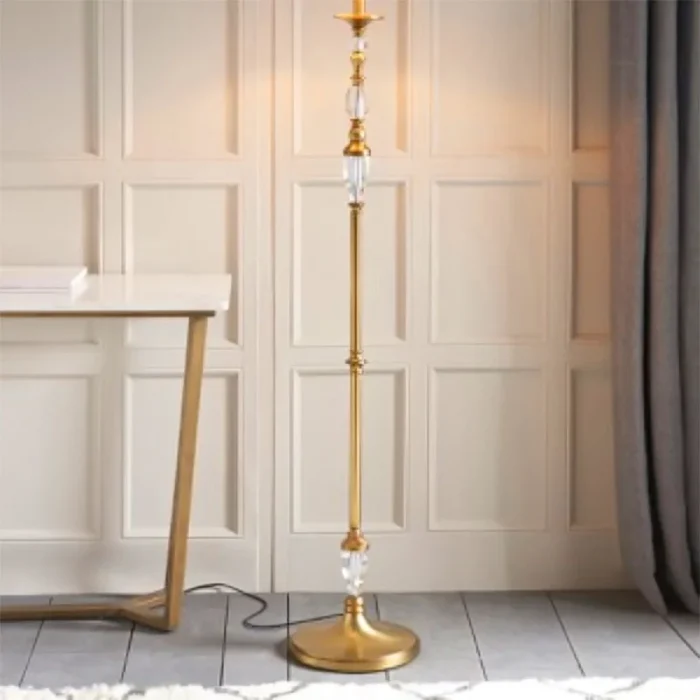 Floor lamp in antique brass finish and come without a shade