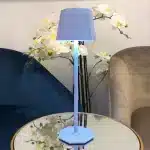 Blue touch control rechargeable table lamp for indoor and outdoor use