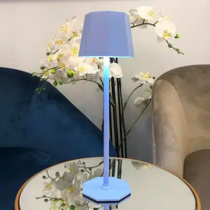 Blue touch control rechargeable table lamp for indoor and outdoor use