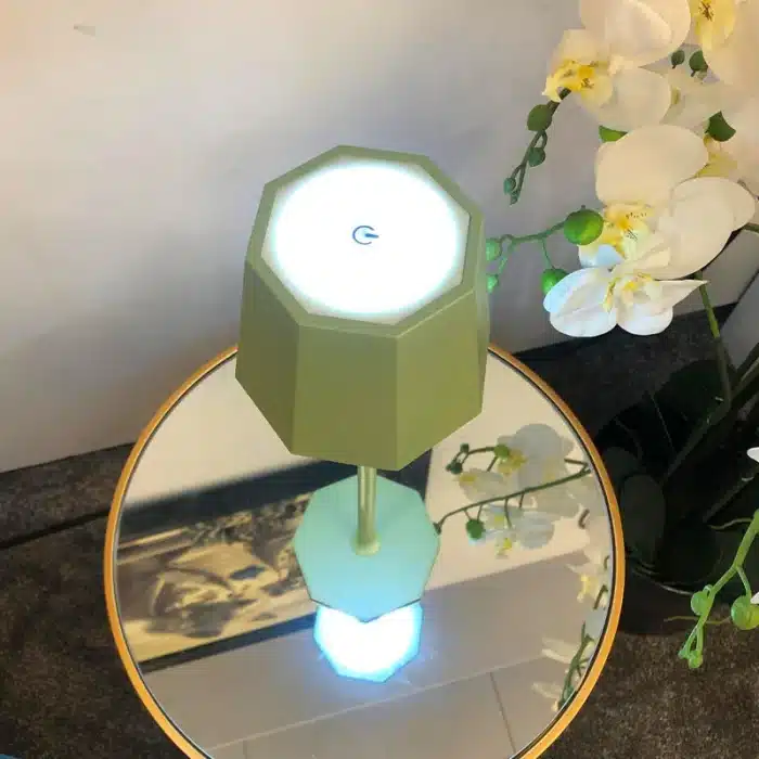 Green touch control rechargeable table lamp for indoor and outdoor use