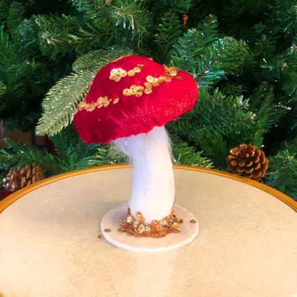 Big Red and Gold Mushroom Christmas Decoration