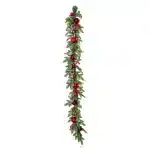 Green Christmas Garland With Baubles and Pine Cones