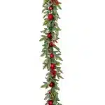 Green Christmas Garland With Baubles and Pine Cones