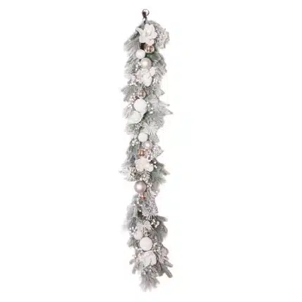 Pre Decorated Frosted White Christmas Garland