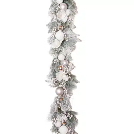 Pre Decorated Frosted White Christmas Garland