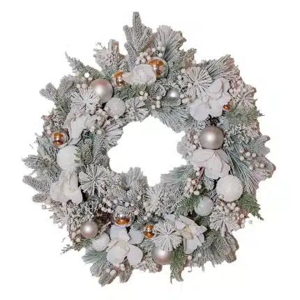 Pre Decorated Mixed White Christmas Wreath 75CM