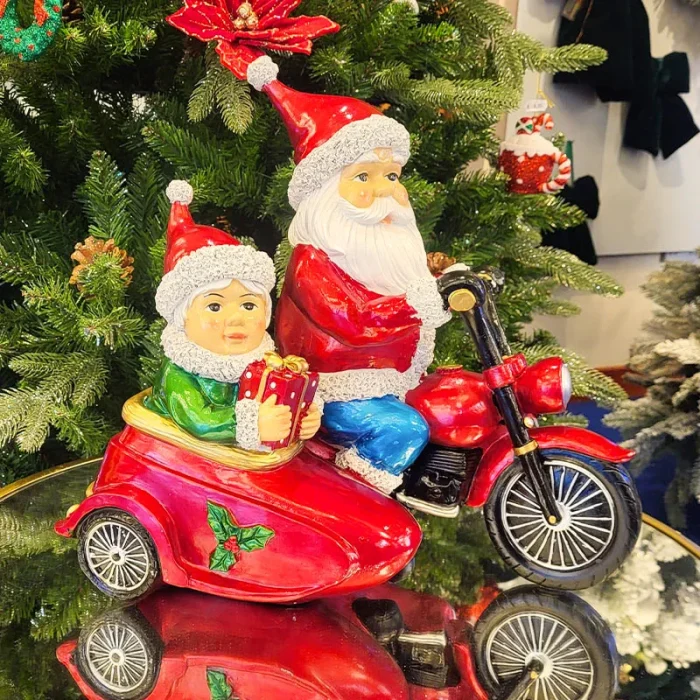 Santa On Motorbike Christmas Tabletop Décor