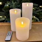 Set of 3 Battery Operated White Christmas Candles