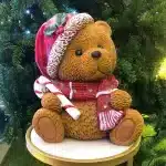 Teddy Bear With Candy Cane Christmas Table Decoration