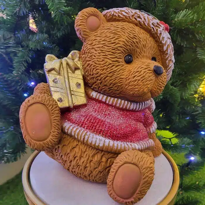 Teddy Bear With Gift Box Christmas Table Decoration