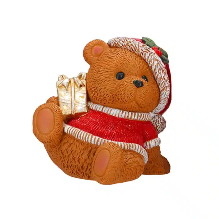 Teddy Bear With Gift Box Christmas Table Decoration