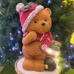 Teddy Bear With Baubles Christmas Table Decoration