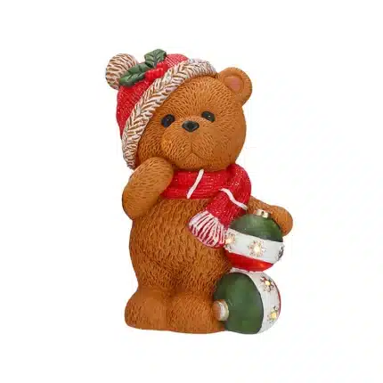 Teddy Bear With Baubles Christmas Table Decoration