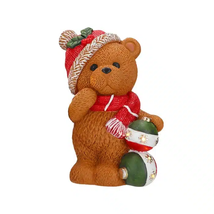 Teddy Bear With Baubles Christmas Table Decoration