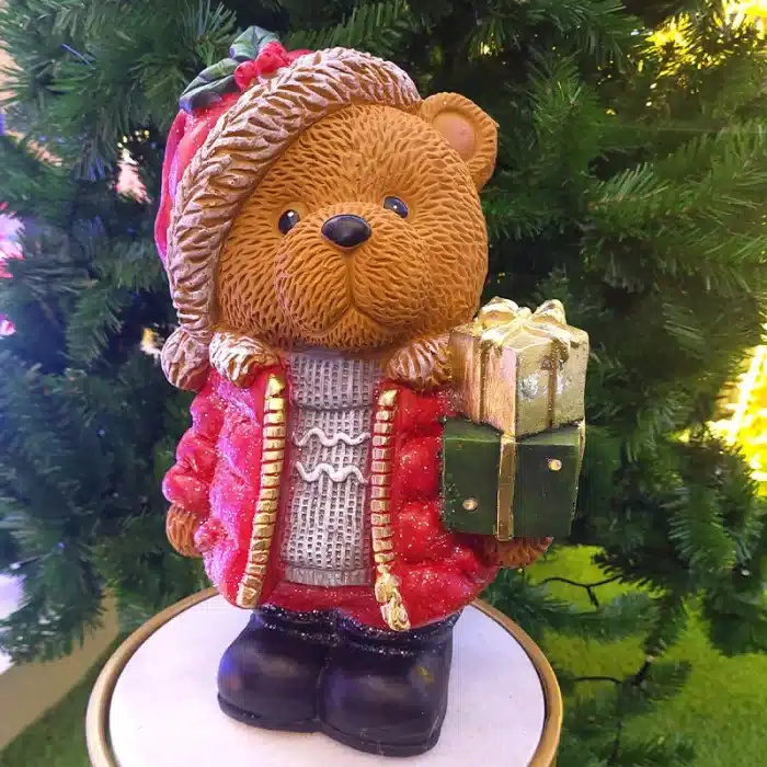 Teddy Bear With Gift Boxes Christmas Table Decoration