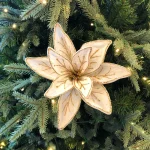 White Flower With Gold Glitter Christmas Tree Decoration