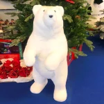 White Standing Bear With Gold Sparkles Christmas Decoration