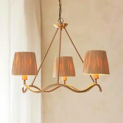 Aged Brass Wave Shaped Pendant Light