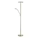 LED mother & child floor lamp in antique brass finish with dimmable uplight and reading light