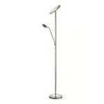 LED mother & child floor lamp in antique brass finish with dimmable uplight and reading light