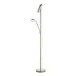 LED mother & child floor lamp in antique brass finish with dimmable uplight and reading light