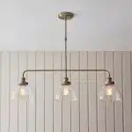 Antique Brass Clear Glass Linear Pendant Light