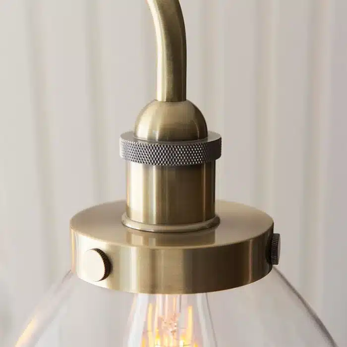 Antique Brass Clear Glass Linear Pendant Light