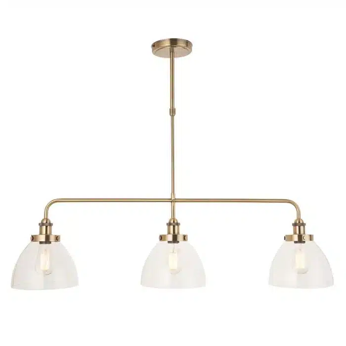 Antique Brass Clear Glass Linear Pendant Light