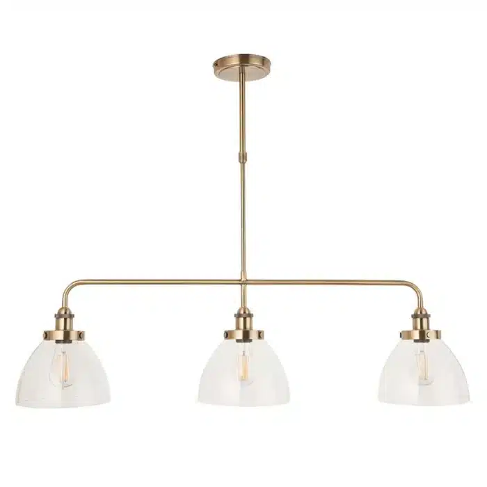 Antique Brass Clear Glass Linear Pendant Light