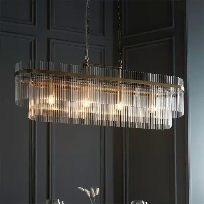 Decorative Clear Glass Rods Linear Pendant Light