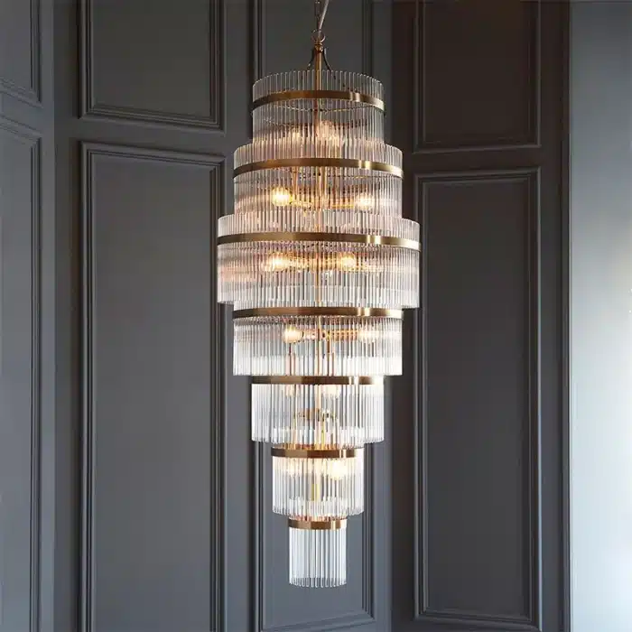 Large Multi Tiered Glass Chandelier Pendant Light