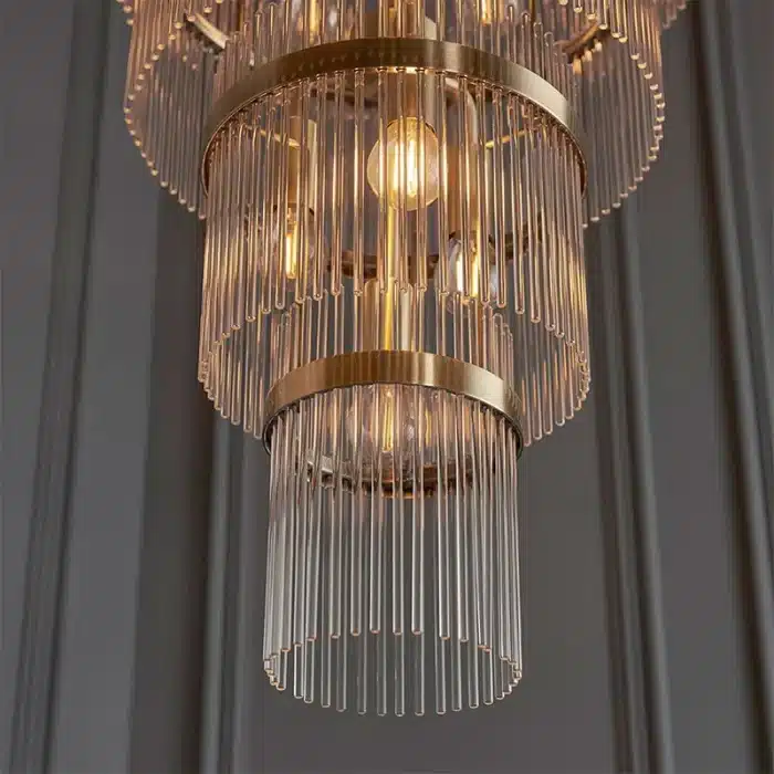 Large Multi Tiered Glass Chandelier Pendant Light