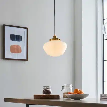 Opal Glass Brass Plated Pendant Light