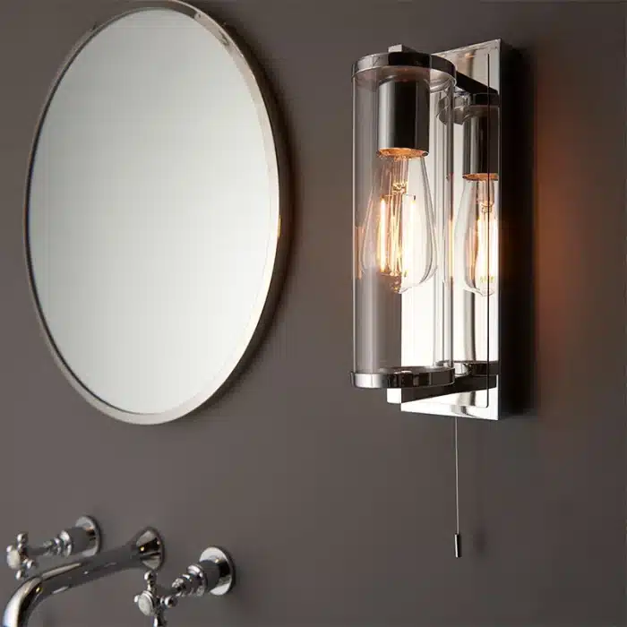 Tabular Glass Polished Chrome Bathroom Wall Light