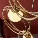 Brushed gold globe pendant light opal glass shade and rings
