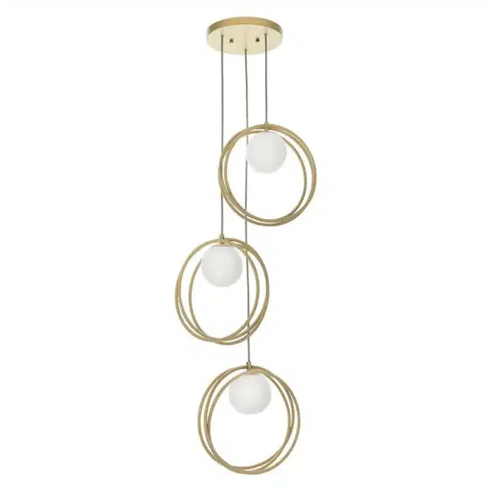 Brushed gold globe pendant light opal glass shades non lit