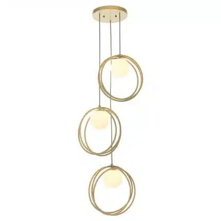 Brushed gold globe pendant light opal glass shades product image